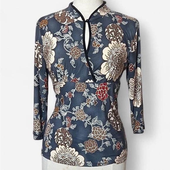 Celine Tops - Celine Blue Floral Women's Blouse